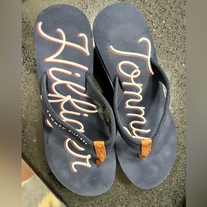 Tommy Hilfiger blue flip flops